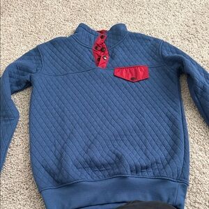 Women's Blue and Red Quilted Sweater
